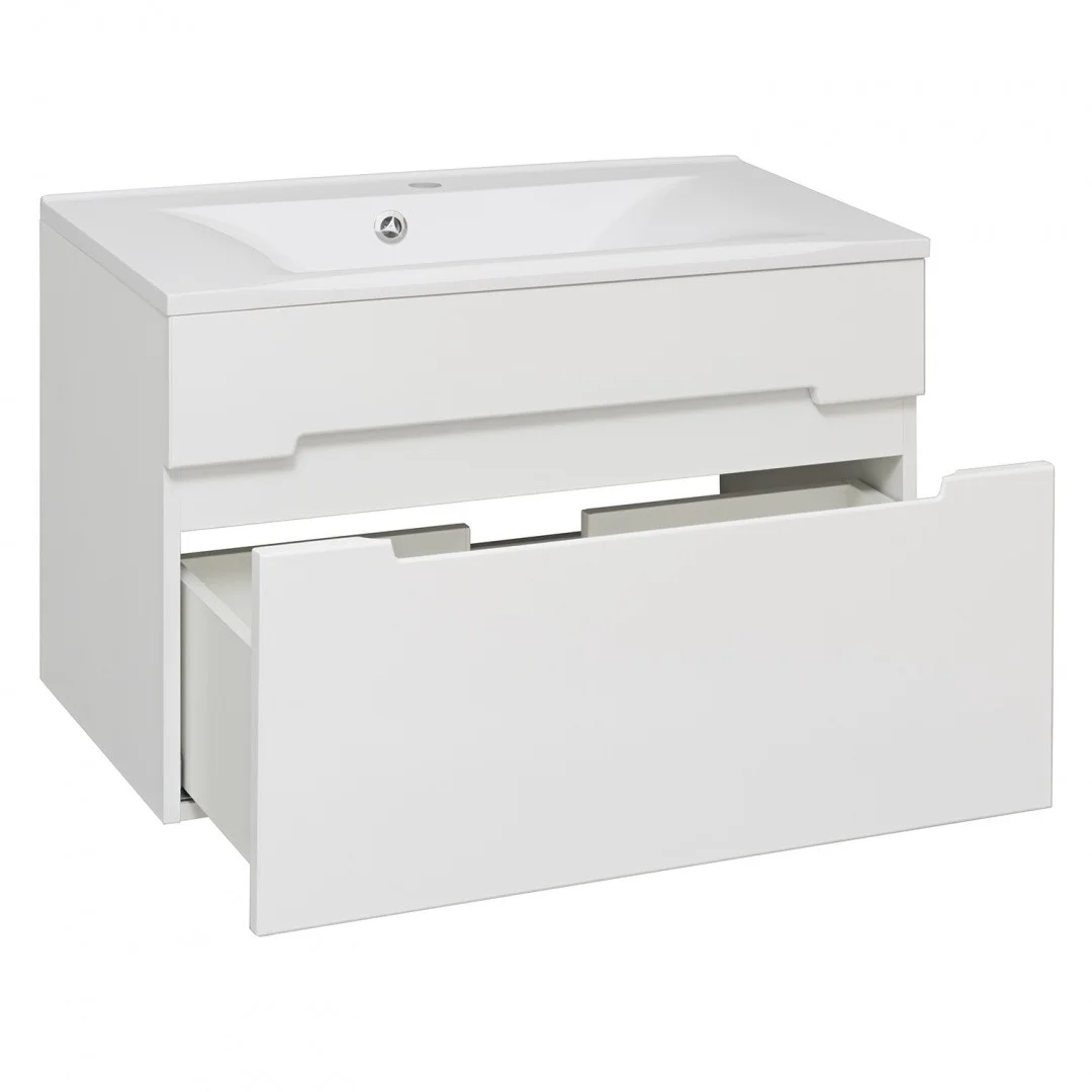 Приобрести aqua de marco тумба подвесная с раковиной olivia 80см, один ящик, белый 2080coli/h; 280olivia