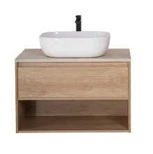 BelBagno Тумба со столешницей KRAFT 100 см с ящиком и полкой, подвесная Rovere Nebrasca Nature