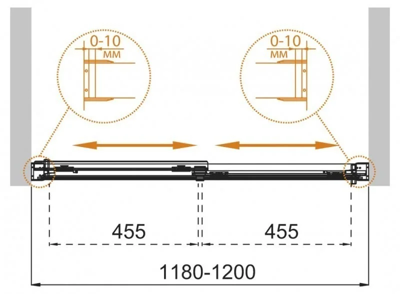 Приобрести cezares дверь душевая tandem-soft-bf-2 120x190см tandem-soft-bf-2-120-c-cr-iv