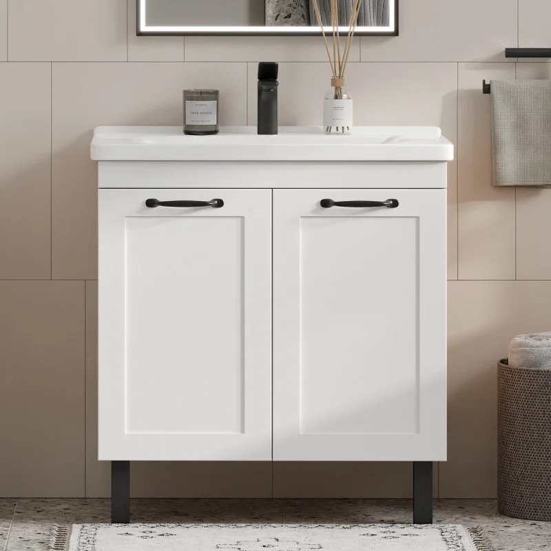 Приобрести equil тумба напольная с раковиной lago 80 см, белая\светлое дерево tnlago80.2d-04