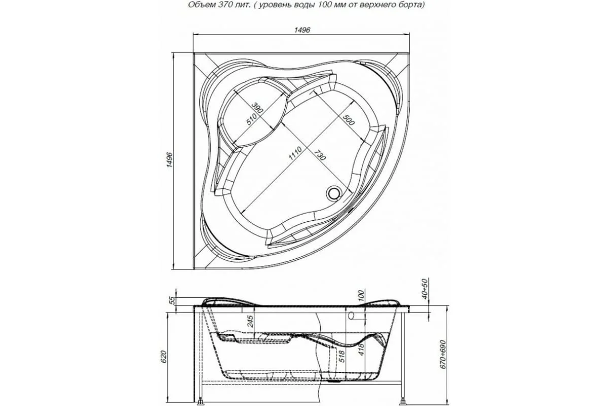 Приобрести aquanet акриловая ванна malta new 150x150 см, белая