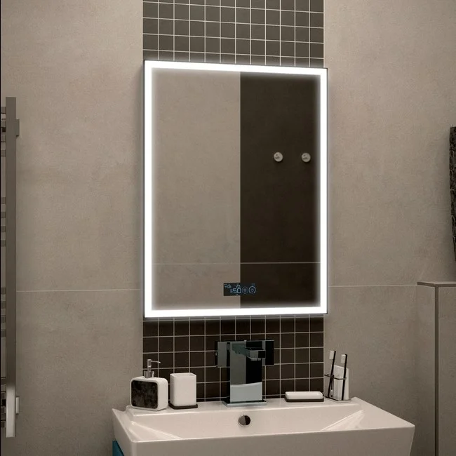 Приобрести briz зеркало bern 60х80 см, с подсветкой, подогревом,часы, температура, сенсорное включение , черное, пдз 47-60