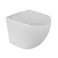 BelBagno Унитаз безободковый приставной SFERA-R с сиденьем дюропласт, микролифт, белый BB2141CBR/BB2034SC