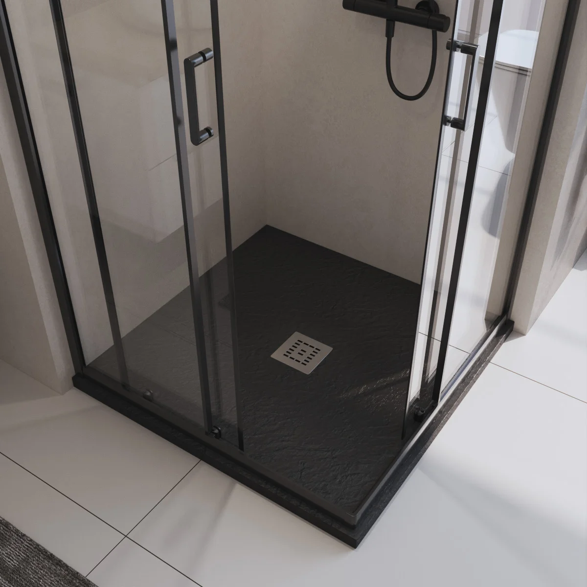 Приобрести belbagno душевой поддон 90х90 см, искусственный мрамор, сифон uno tray-mr-uno-a-90-35-nero-cr