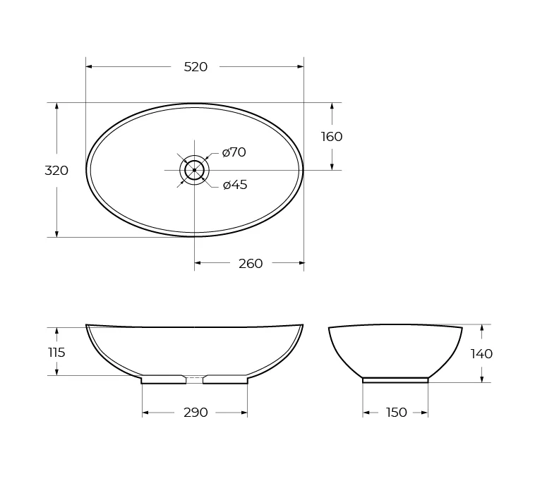 Приобрести belbagno накладная раковина 53х33 см, белая bb1147
