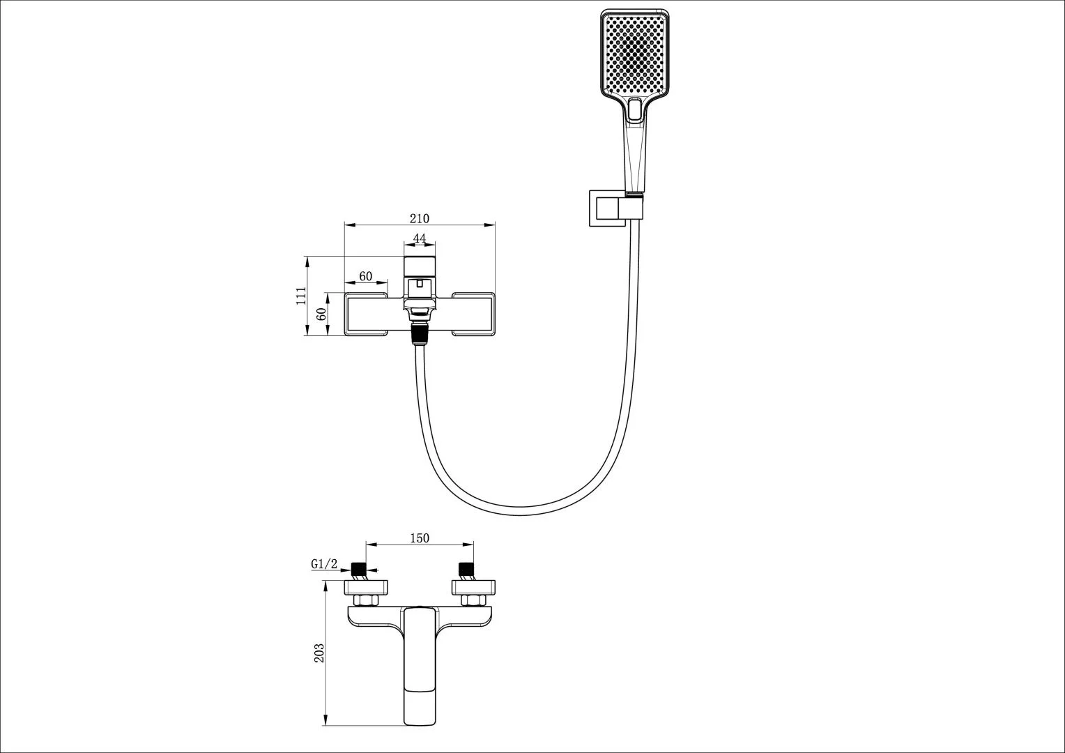 Приобрести смеситель для ванны с душем wonzon & woghand edge, темный графит (ww-88639003a-bgm)