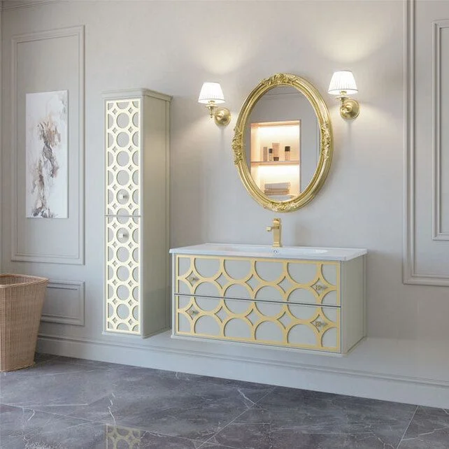 Приобрести caprigo тумба с раковиной caprice 100 см, белая/золото, эмаль