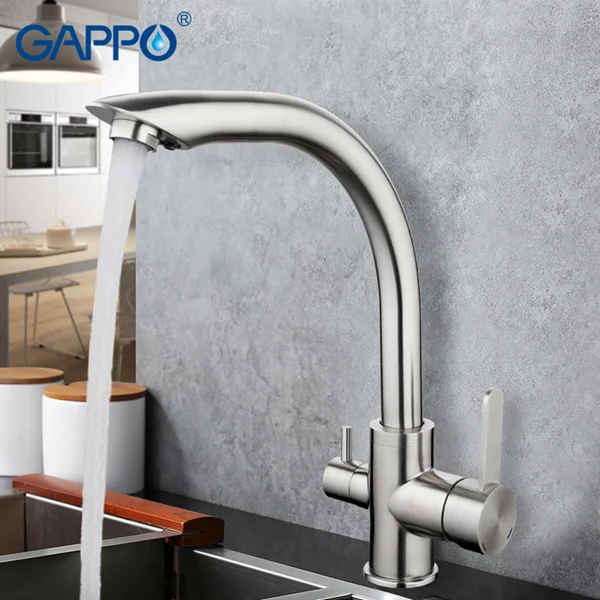 Приобрести gappo смеситель для кухни g4399 с фильтром, нержавеющая сталь 85256