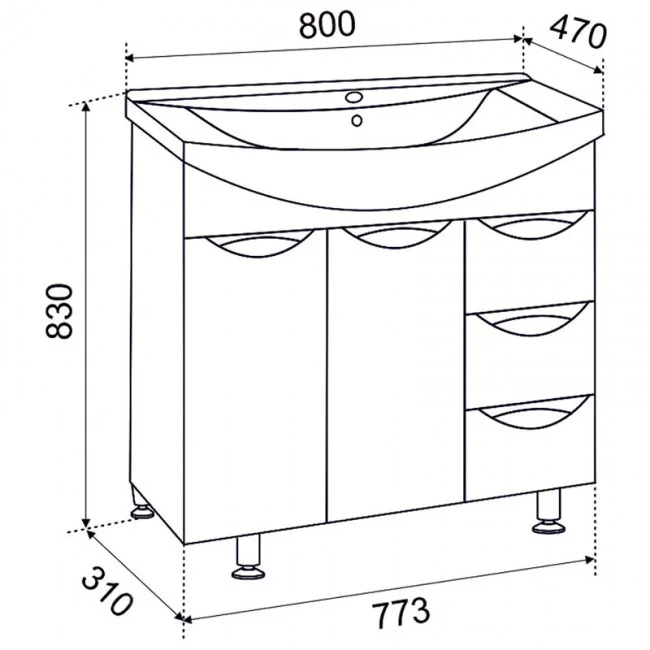 Приобрести briz тумба напольная бриз 75 см, белая т13-75