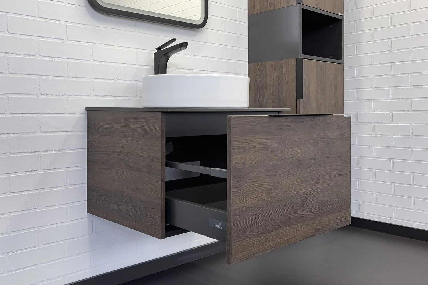 Приобрести сomforty тумба со столешницей и раковиной "портленд-60" дуб шоколадно-коричневый