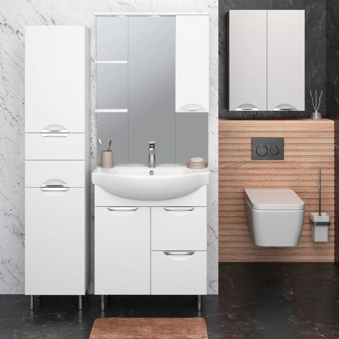 Приобрести aqua de marco зеркало-шкаф eleganse 75 см, правое, белый\хром 1075cele/r