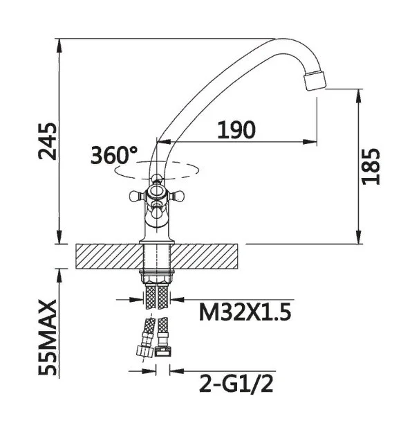 Приобрести смеситель для кухни vieir quatto 245 мм, хром v130122