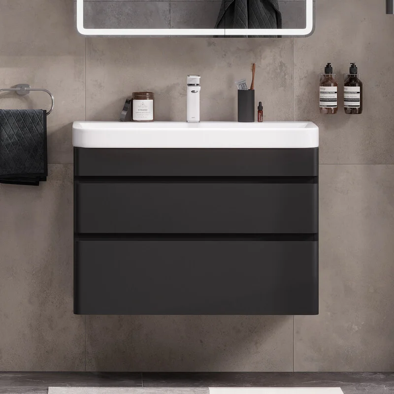 Приобрести equil тумба подвесная с раковиной eltoro 80 см, черная tpeltr80.2y-03