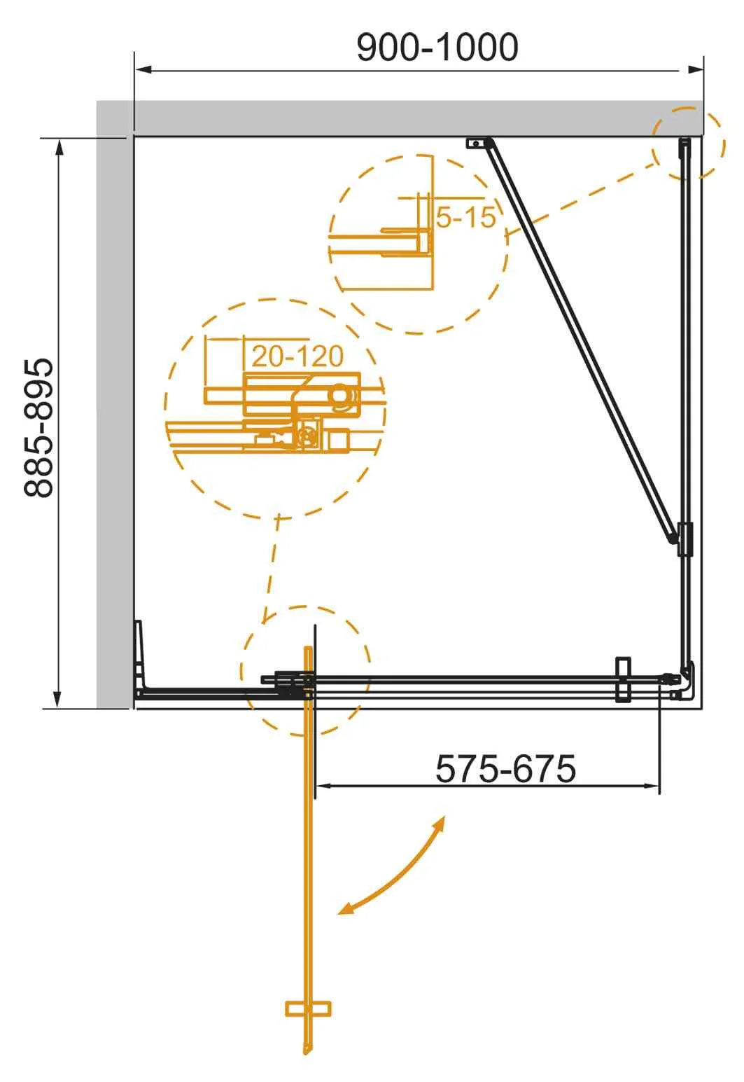 Приобрести cezares душевое ограждение slider 90х90 см, хромslider-ah-1-90-90/100-c-cr