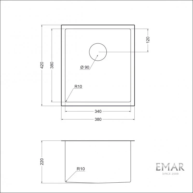 Приобрести emar кухонная мойка 38х42 см, золото emb-130 pvd emb-128a pvd nano golden