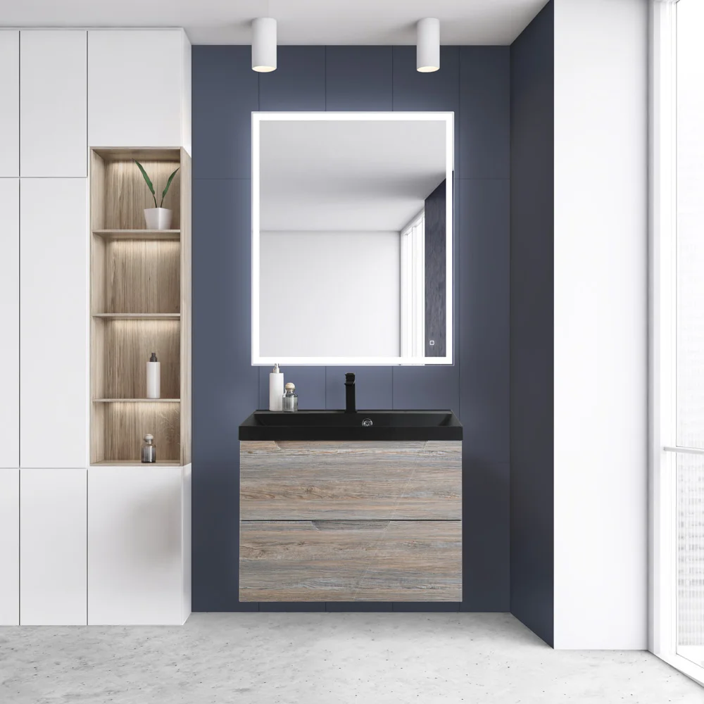 Приобрести belbagno тумба с раковиной vittoria 80 см, подвесная pino, чёрная раковина