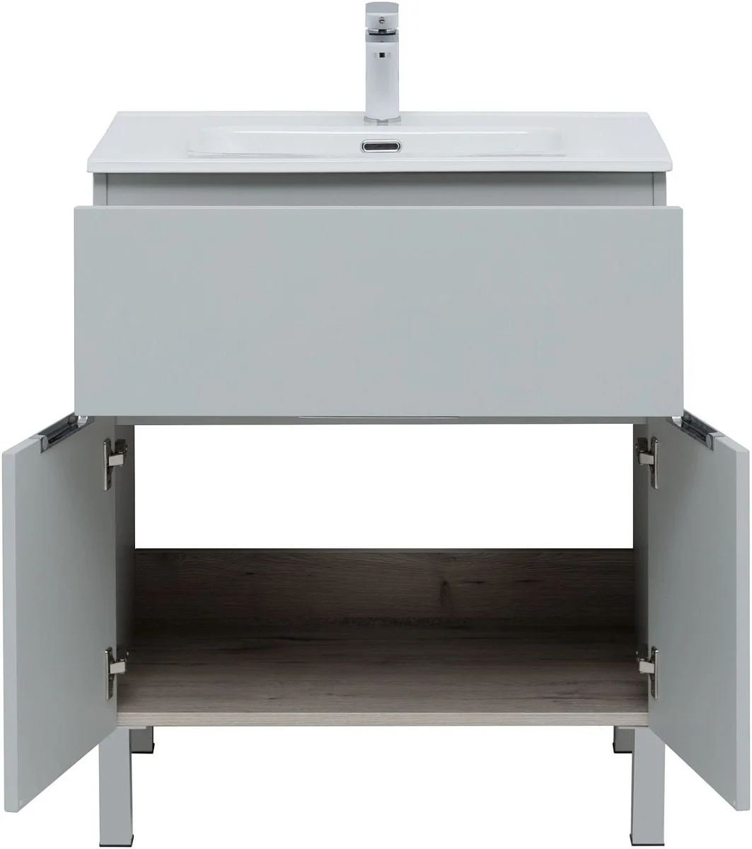 Приобрести aquanet тумба с раковиной алвита new 70 см, 1 ящик, 2 дверцы, серый