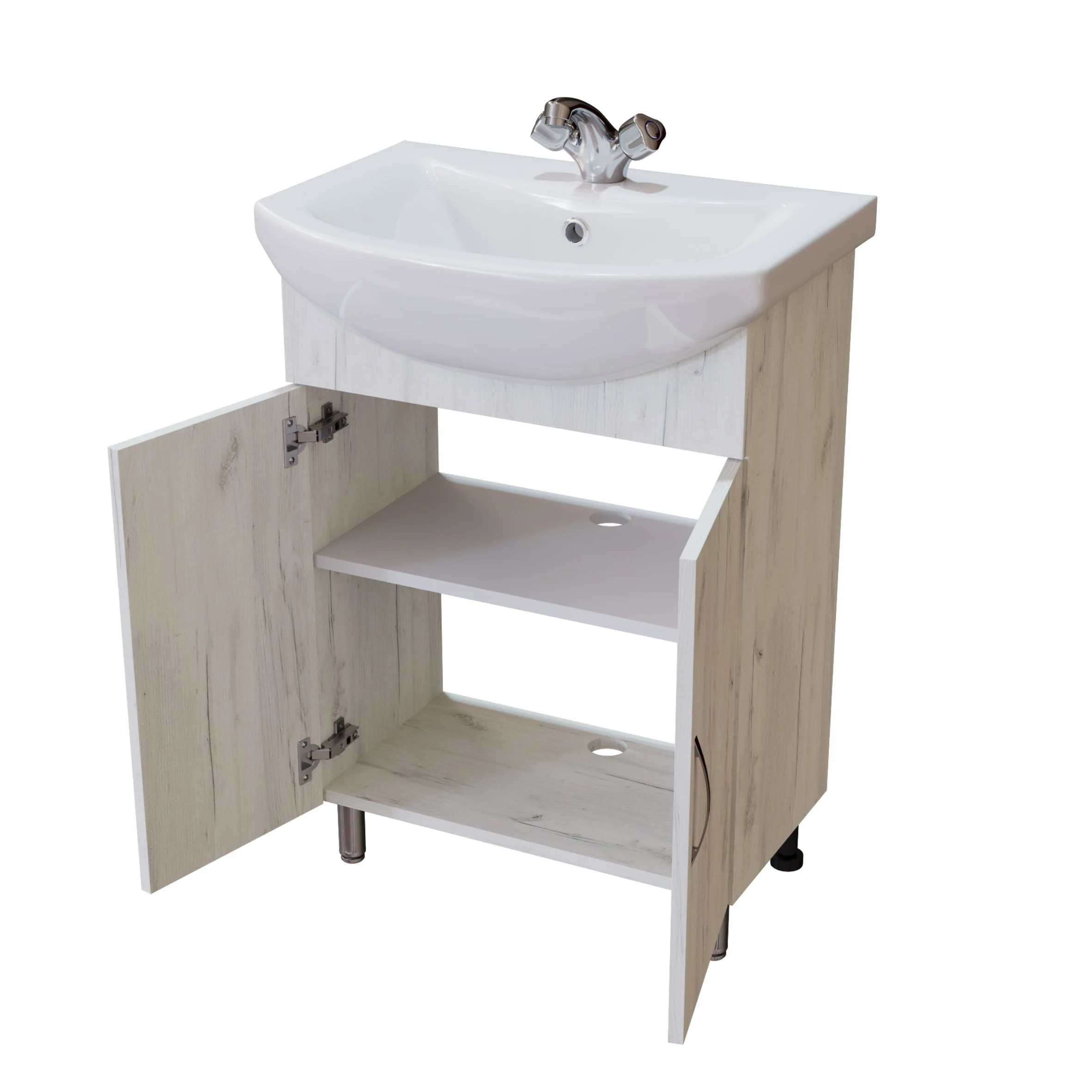 Приобрести mirsant тумба напольная nova grace 60 см с раковиной балтика-60, белый дуб ут000094610