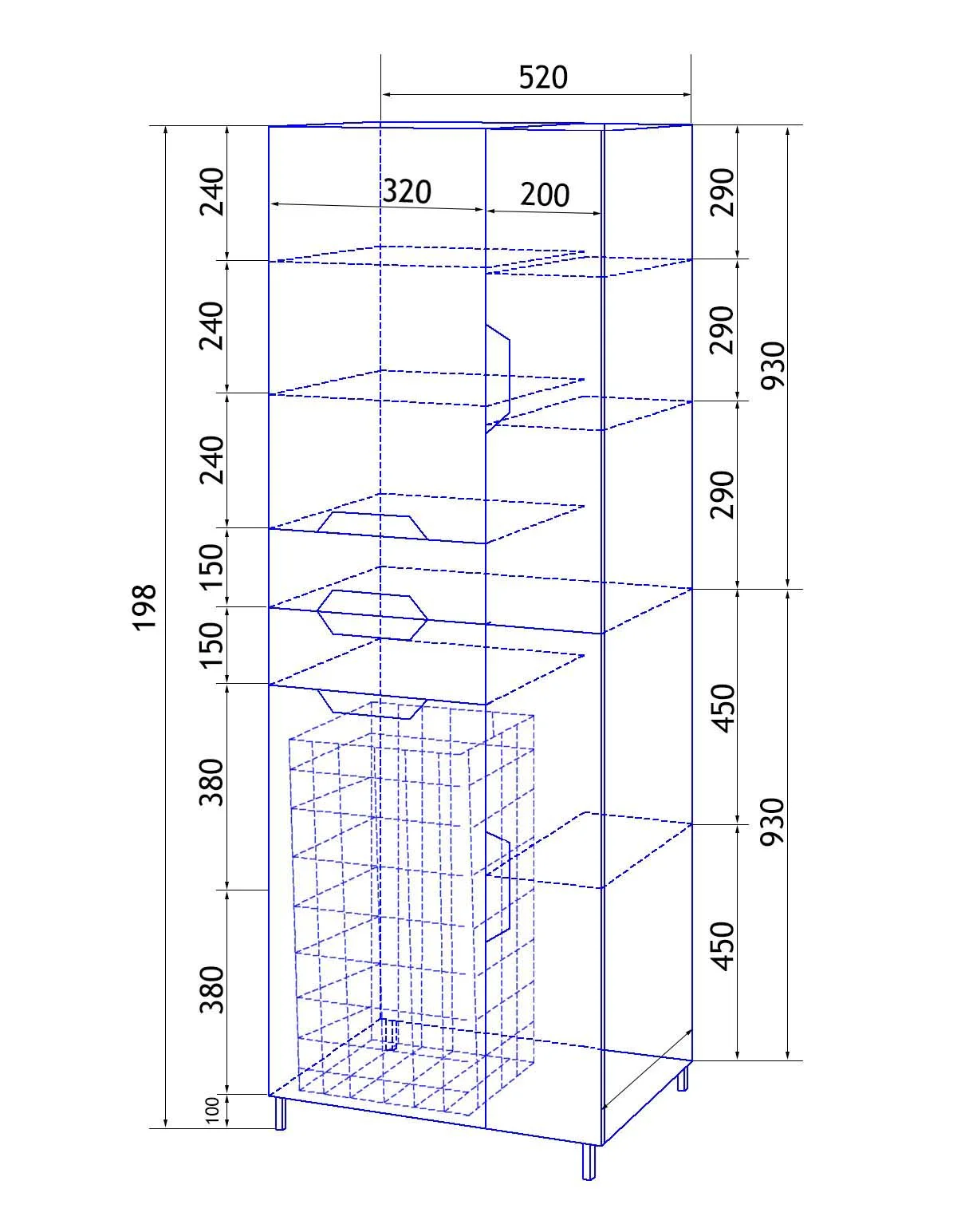 Приобрести loranto пенал стиль 52х197 см, с корзиной для белья, белый (cs00024679)