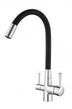 Savol Смеситель для кухни 340мм, гибкий излив, черный\хром S-L1806-01