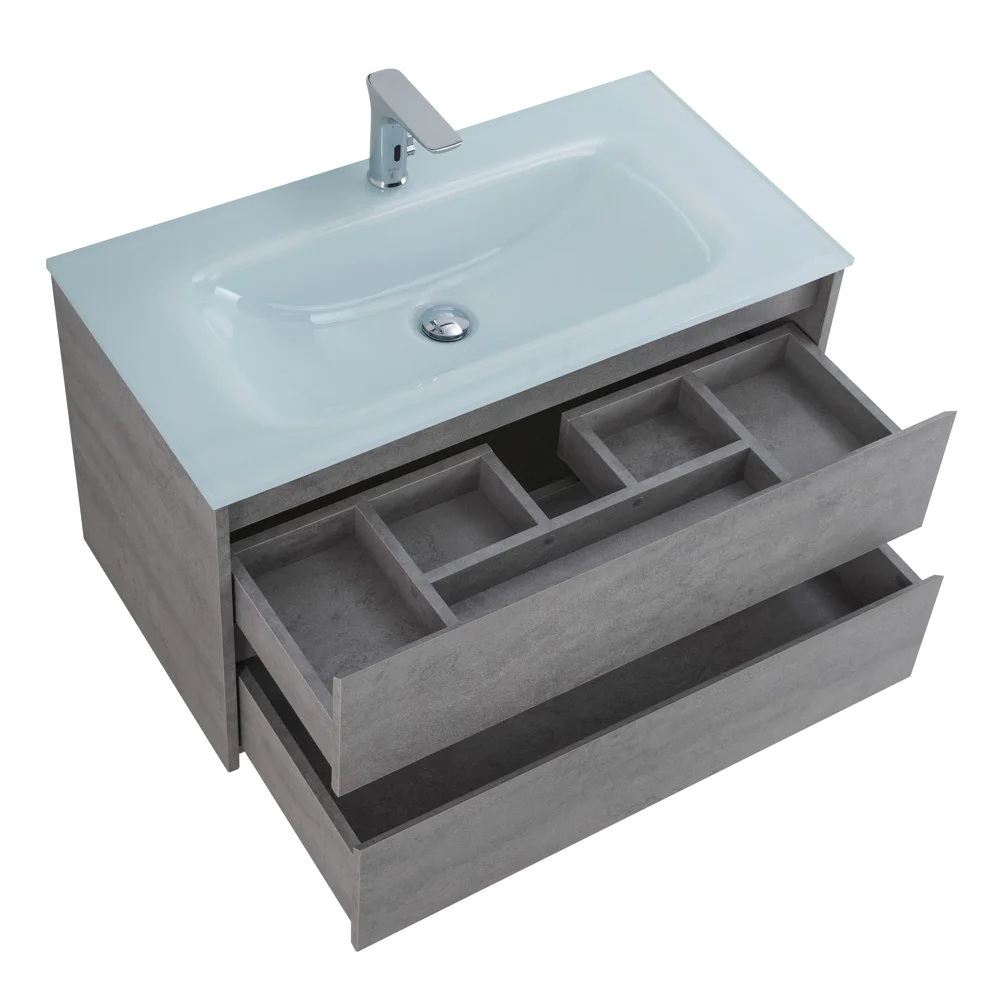 Приобрести belbagno тумба с раковиной kraft 80 см, подвесная cemento grigio, стеклянная раковина