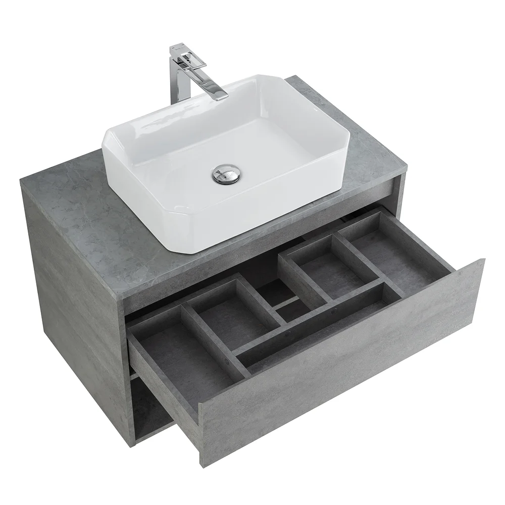 Приобрести belbagno тумба со столешницей kraft 80 см с ящиком и полкой, подвесная cemento grigio