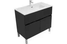 Aquanet Тумба с раковиной Алвита new 90 см, 1 ящик, 2 дверцы, антрацит