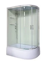 Loranto Душевая кабина NEO 120x80x(170+38) левая, с высоким поддоном 38см, прозрачное закаленное стекло 4 мм, задние стеклянные стенки белые, с двумя полками, цвет профиля серебро (CS-22012L)