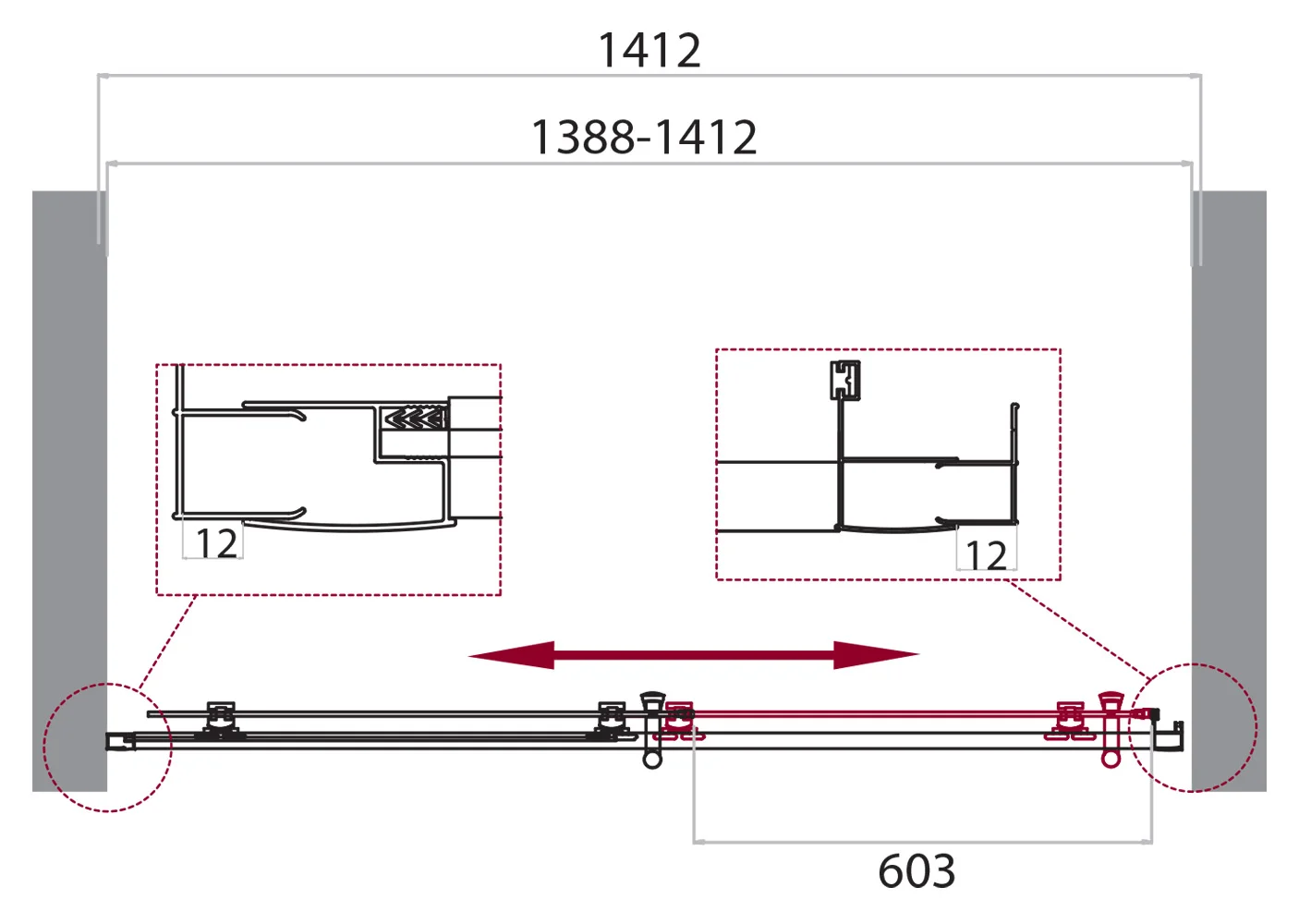 Приобрести belbagno душевая дверь 140 см uno-195-bf-1-140-c-cr