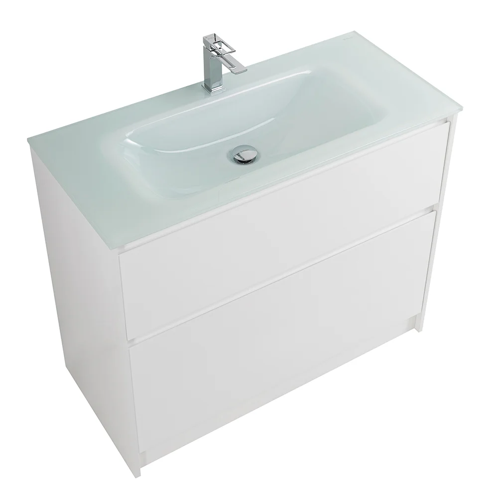 Приобрести belbagno тумба с раковиной kraft 100 см, напольная bianco opaco, белая глянцевая раковина
