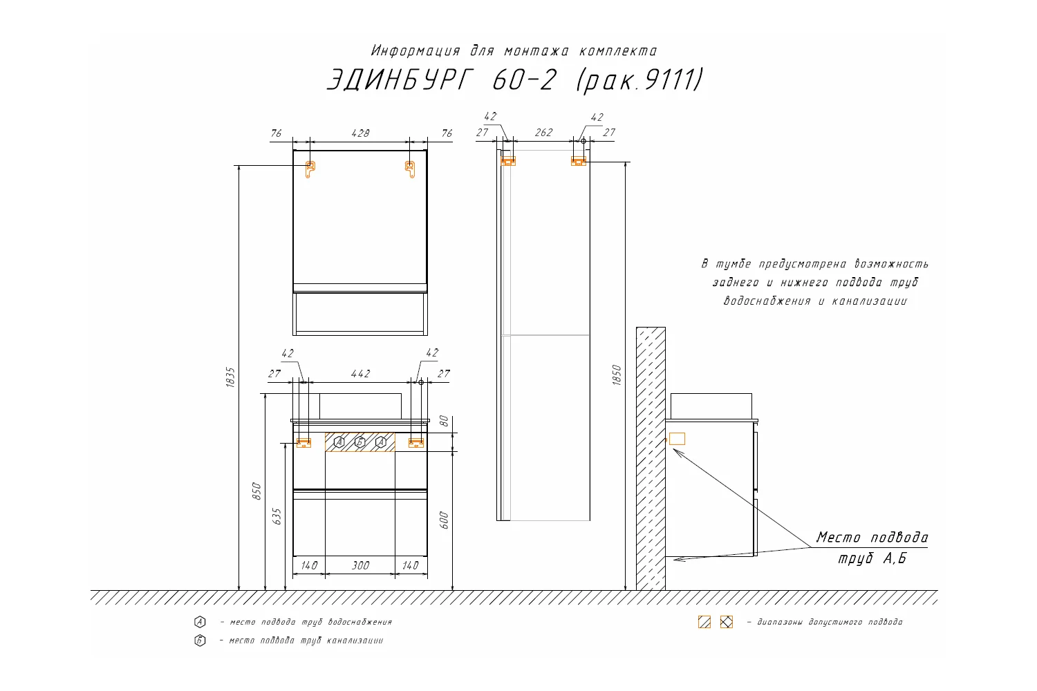 Приобрести сomforty тумба со столешницей и раковиной "эдинбург-60-2", светлый бетон с отверстием под смеситель