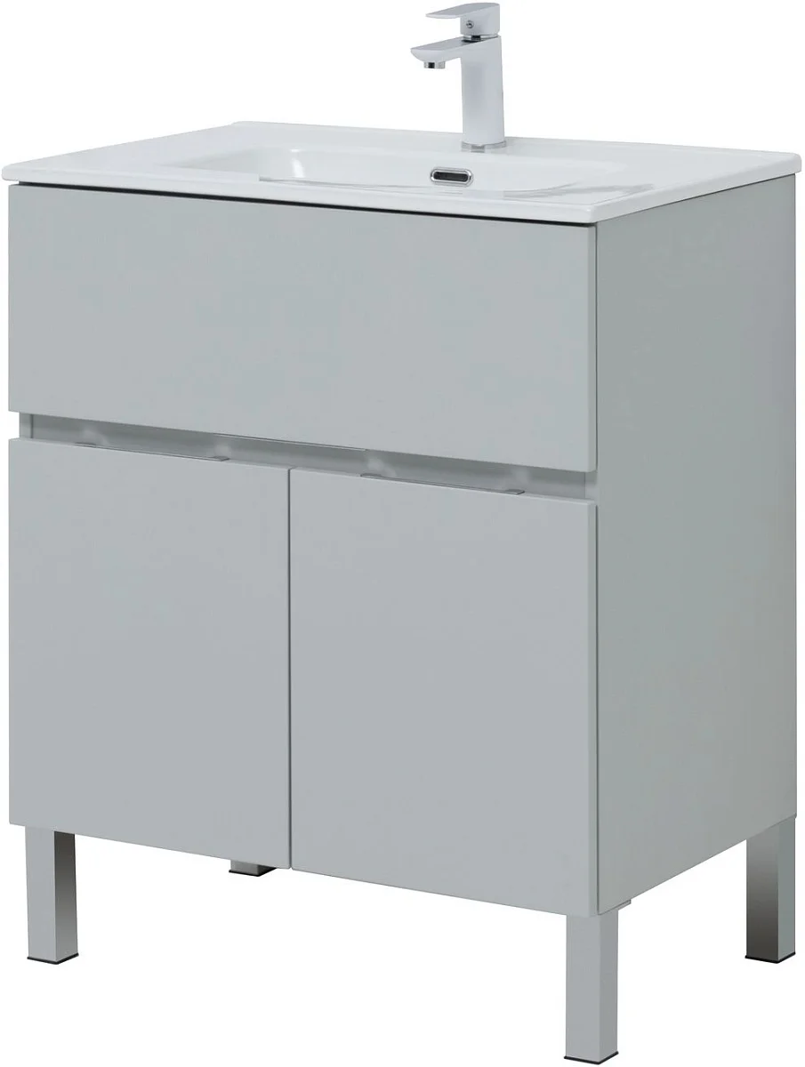 Приобрести aquanet тумба с раковиной алвита new 70 см, 1 ящик, 2 дверцы, серый