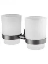 Два стакана для зубных щеток с держателем WONZON & WOGHAND GRAFFITY, Темный графит (WW-9328-GM)