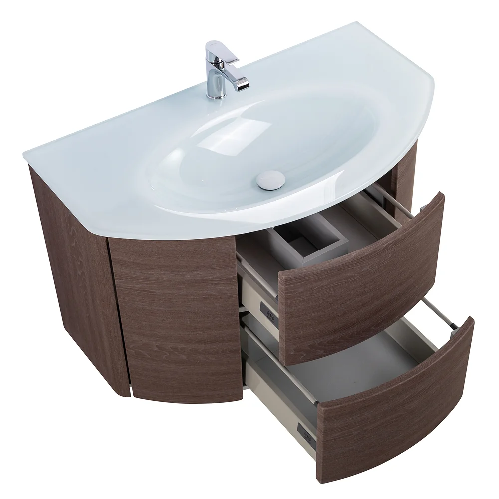 Приобрести cezares тумба подвесная с раковиной eden 91 см rovere scuro soft, стекло, коричневая 55070