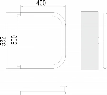 Приобрести terminus полотенцесушитель п - образный 40х50 см, боковое подключение, водяной, хром