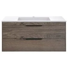 Vincea Тумба подвесная Chiara 100 см, дуб темный с белой раковиной VMC-2C2100RO;VCB-13100W