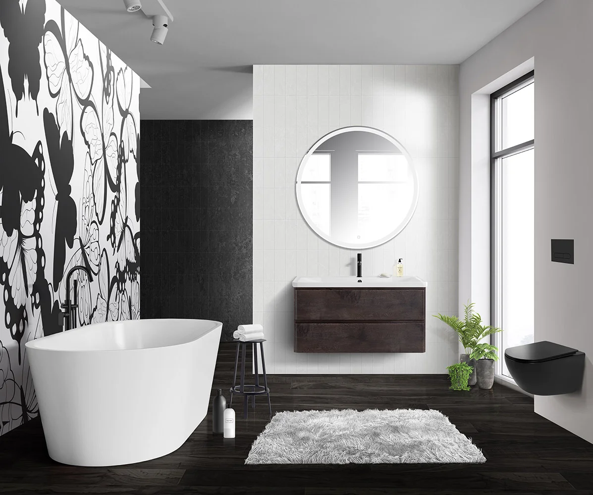 Приобрести belbagno тумба с раковиной albano 100 см, подвесная rovere nature grigio, белая раковина