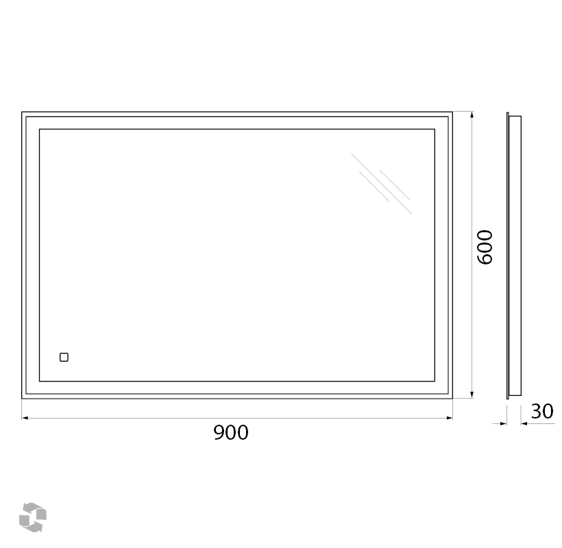 Приобрести belbagno зеркало 90х60 см spc-grt-900-600-led-tch