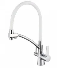 Смеситель для кухни ViEiR Kitchen с гибким изливом, белый\хром V15007F