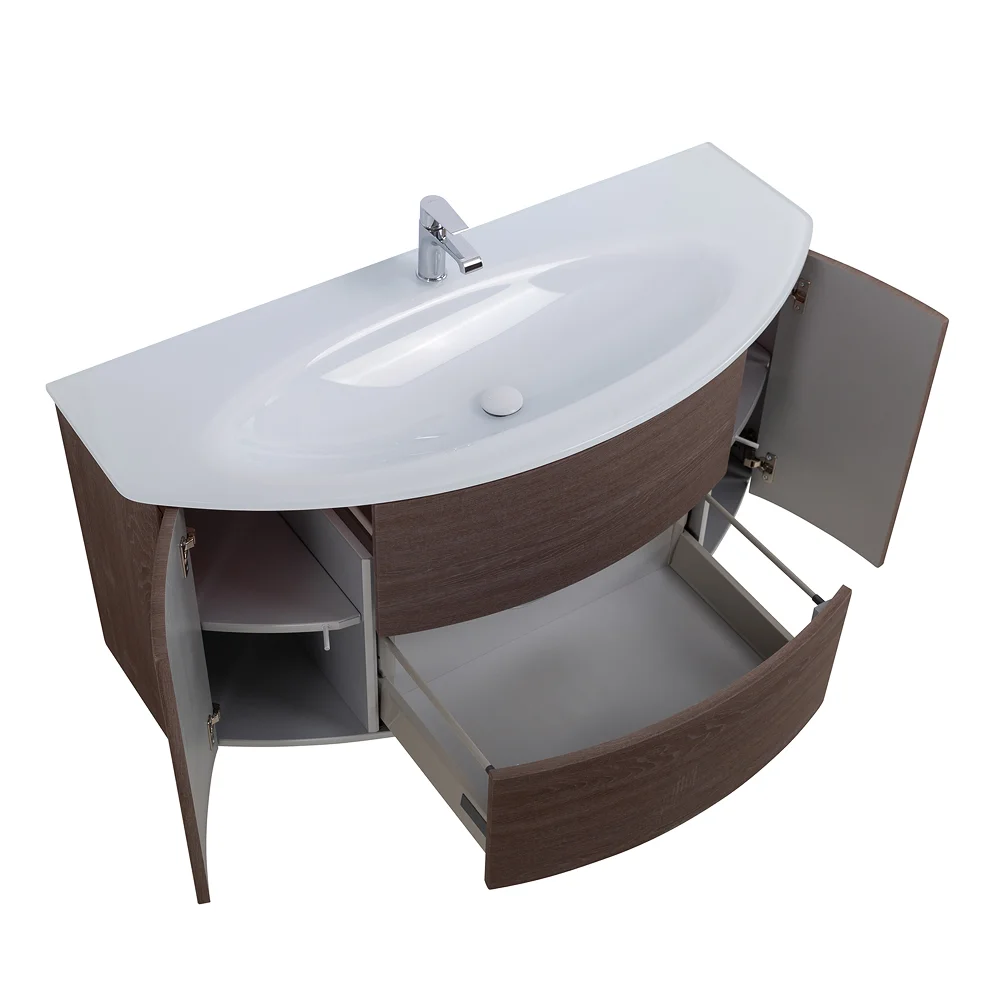 Приобрести cezares тумба подвесная с раковиной eden 121 см rovere scuro soft, стекло, коричневая 54408