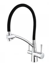 Смеситель для кухни ViEiR Kitchen с гибким изливом, черный\хром V15007