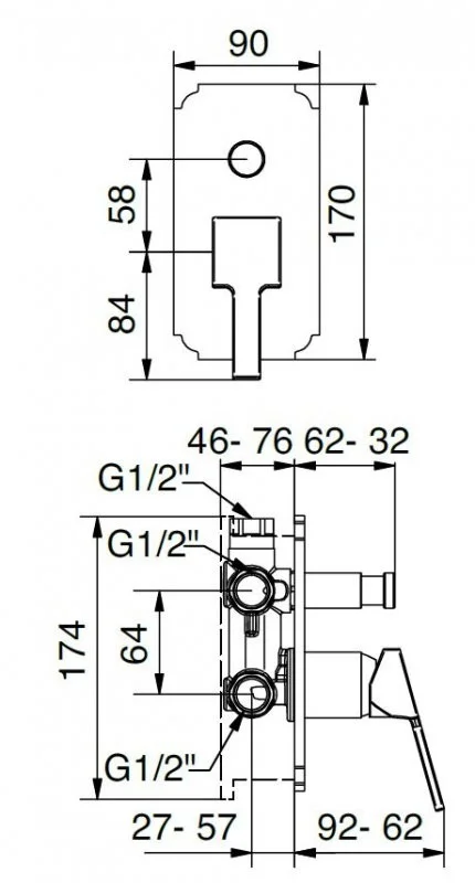 Приобрести cezares смеситель скрытого монтажа legend с переключателем, хром legend-vdim-01