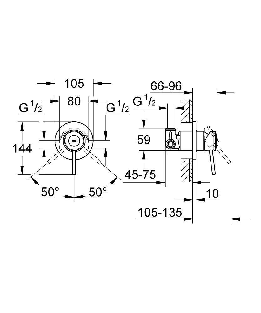 Приобрести смеситель для душа grohe bauclassic, внешняя и встраиваемая часто 29048000