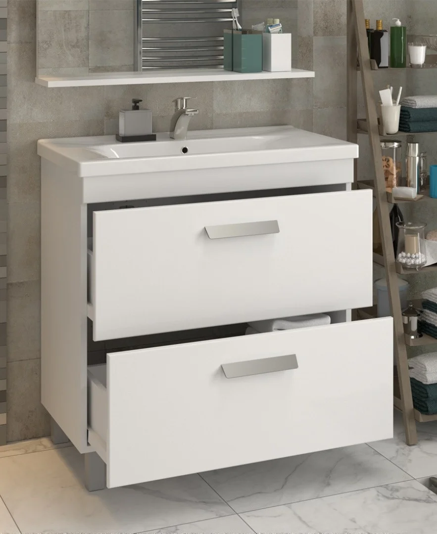 Приобрести vigo тумба с раковиной nova 80см, 2 ящика, напольная, белая tn.nov.mir.80.2y