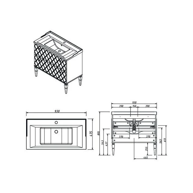 Приобрести caprigo тумба с раковиной roma 90 см, кремовая
