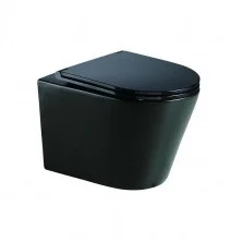 Azario Унитаз подвесной безободковый Teramo с тонкой крышкой микролифт, черный матовый AZ -053E-R-MB