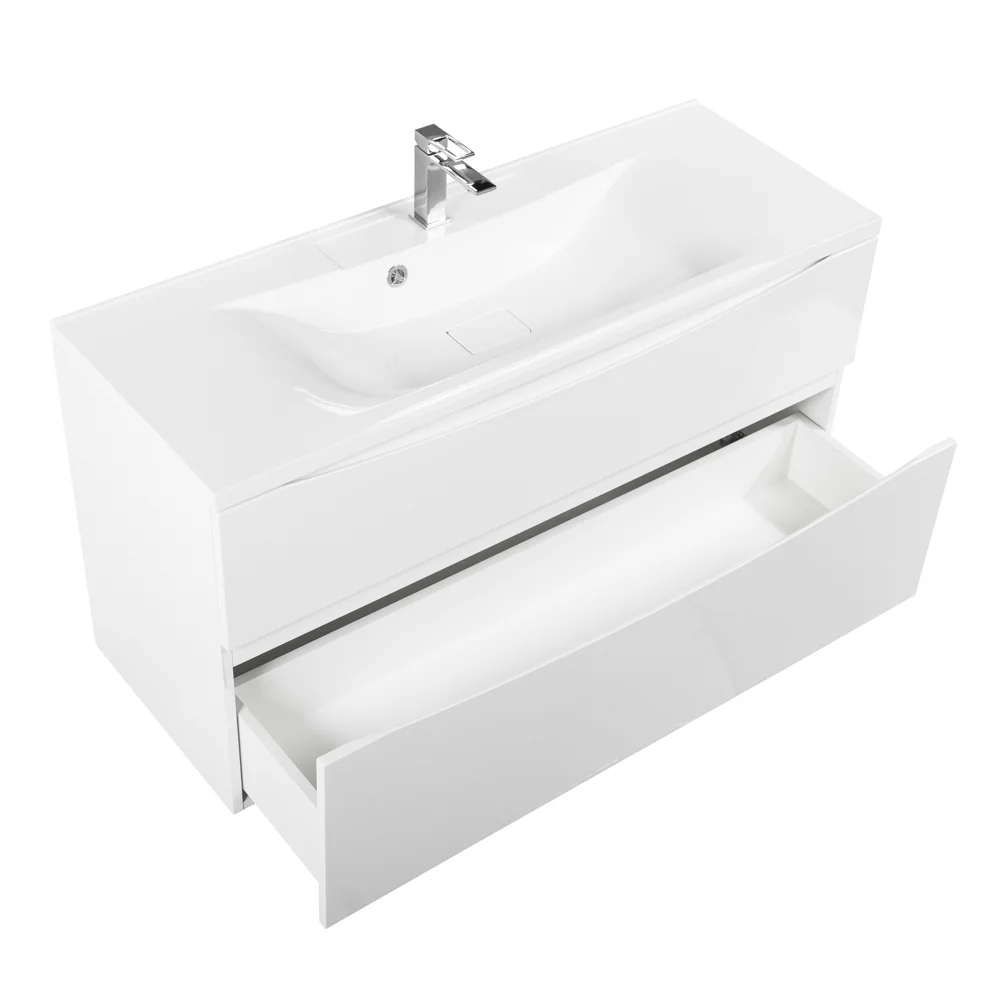 Приобрести belbagno тумба с раковиной marino-h60 110 см, подвесная bianco lucido, белая раковина
