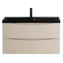 BelBagno Тумба с раковиной MARINO 80 см, подвесная Crema Opaco, чёрная раковина