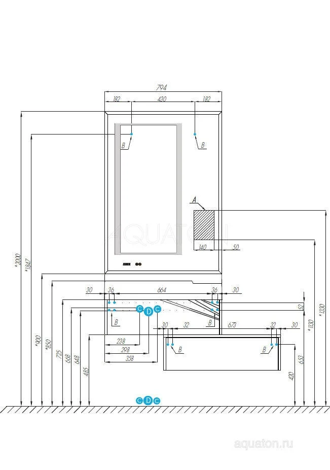 Приобрести тумба под раковину, подвесная акватон сакура 80 см, светлое дерево 1a236401skw80