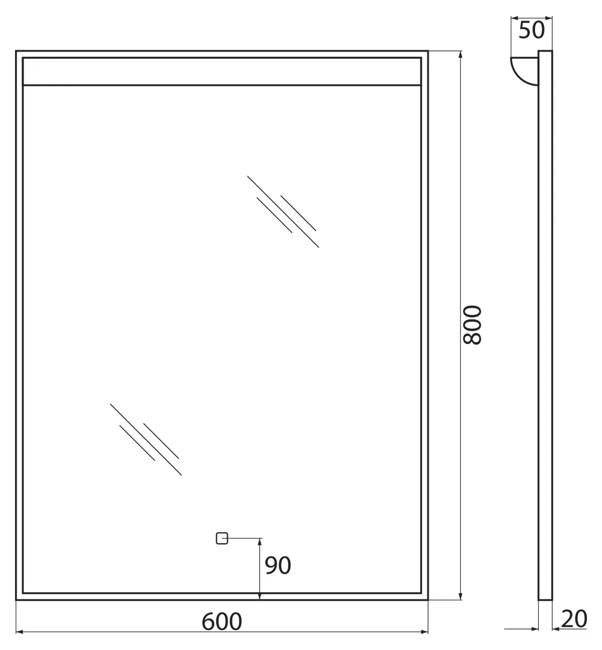 Приобрести belbagno зеркало 60х80 см spc-uno-600-800-tch